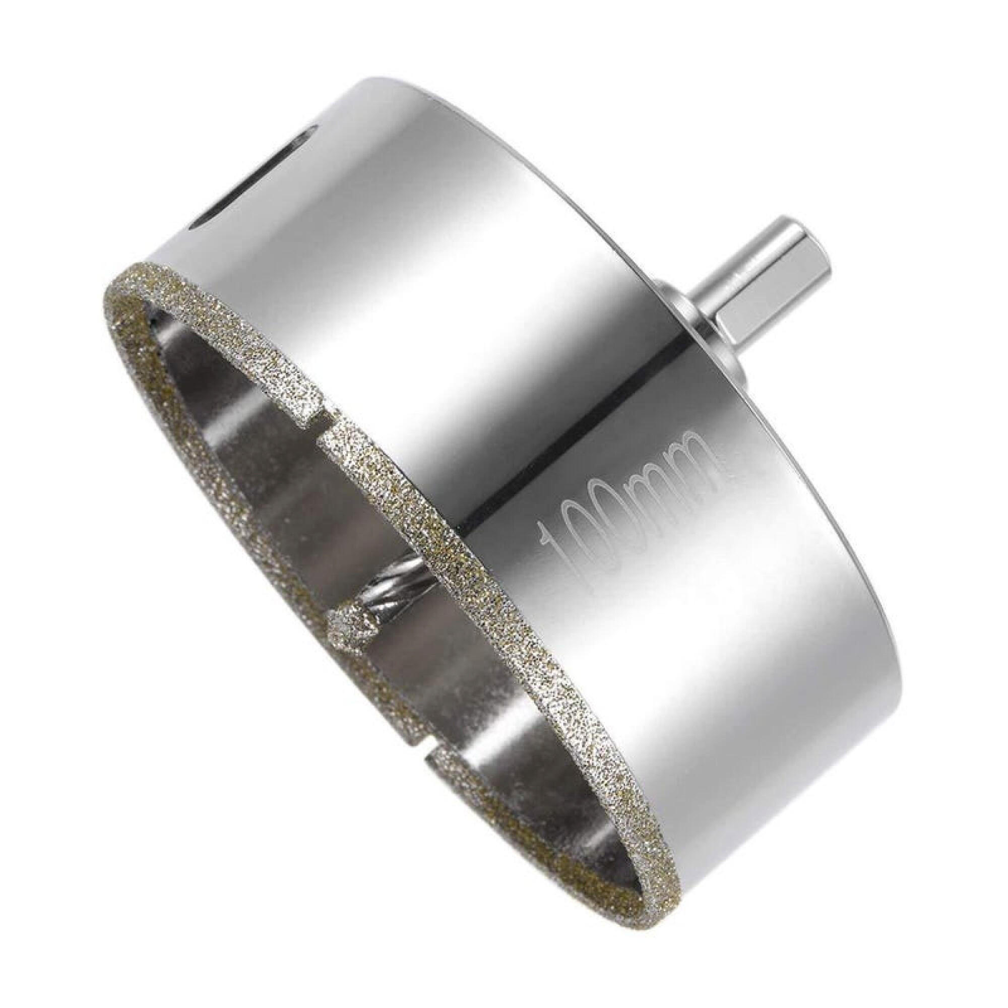BOHRER - Mit Zentrierbohrer, diamantbeschichtet, geeignet für Glas, Fliesen, Keramik, Marmor (100 mm) - Silberfarben, Metall (5.5/10/1cm) - DCA