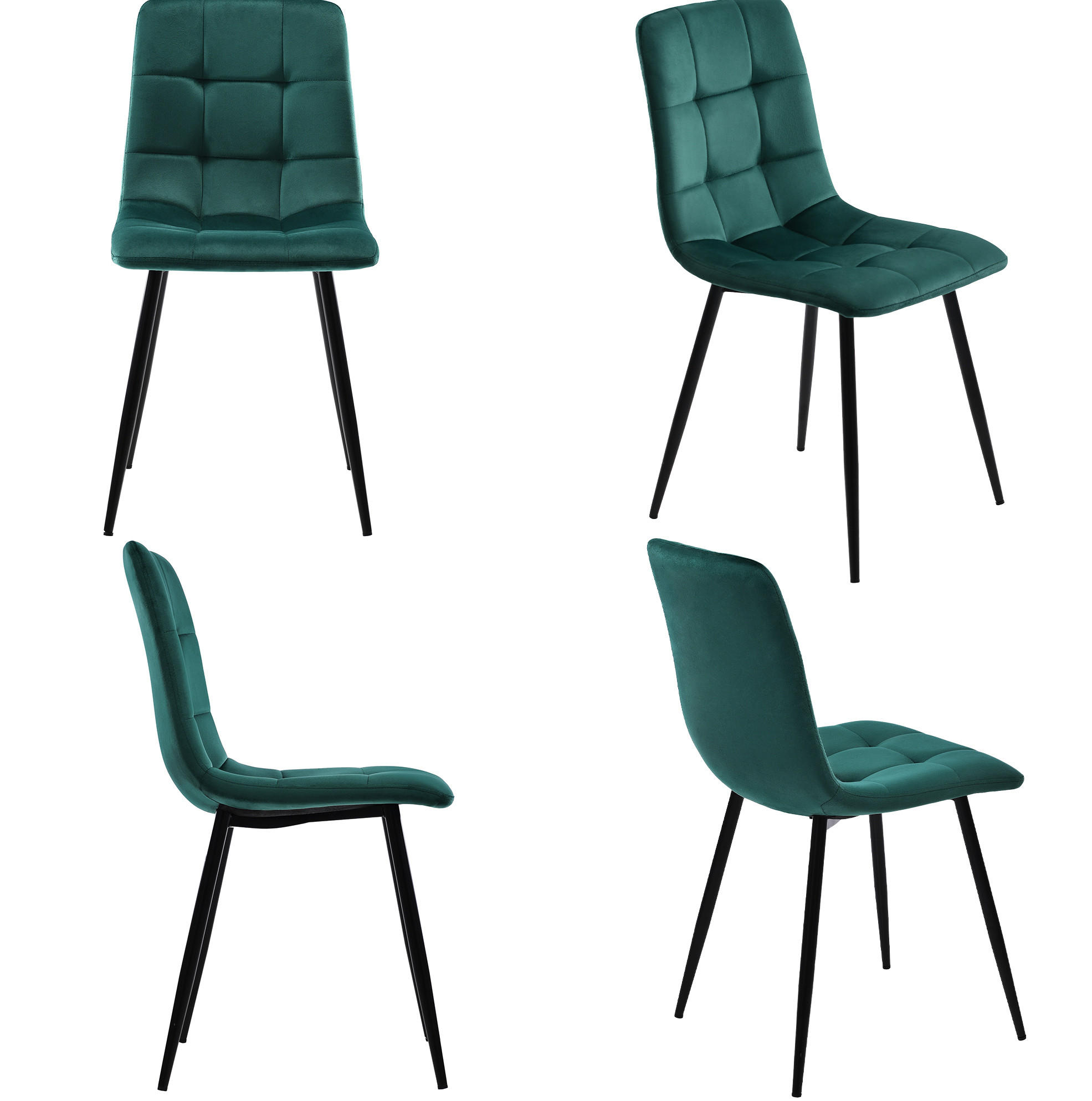 ESSZIMMERSTUHL gepolstert 4er-Set 44 x 41 x 86 cm Samt Grün - Grün, Metall (44/86/46cm) - Meubliv