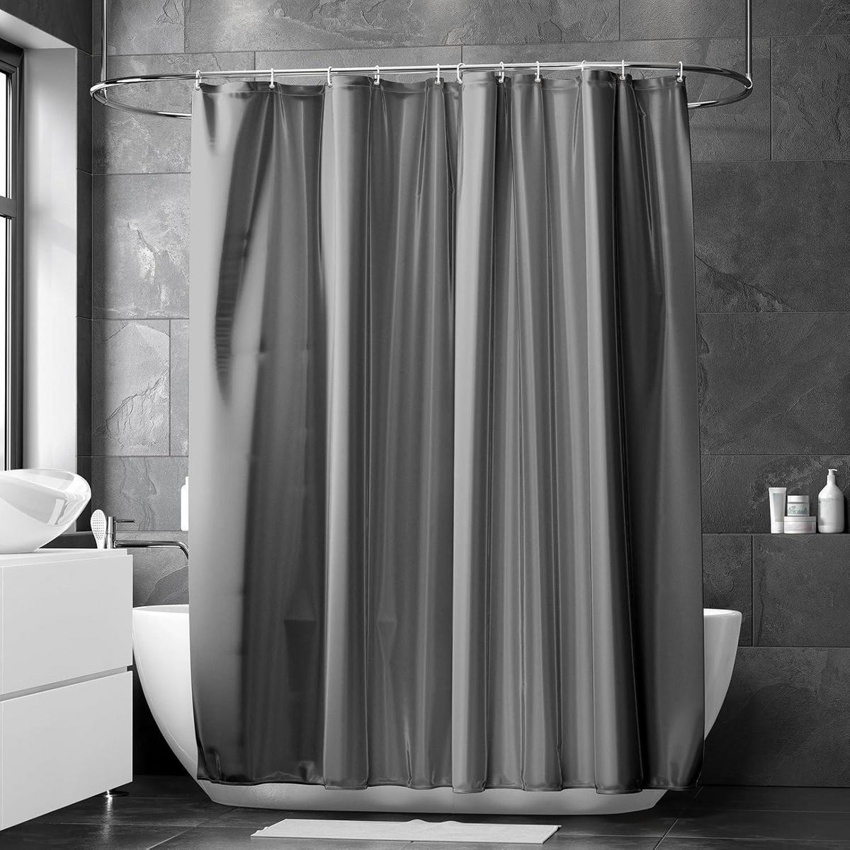 DUSCHVORHANG 180 x 220 cm Dunkelgrau Wasserabweisend Anti-Schimmel - Anthrazit, Textil (180/220cm)