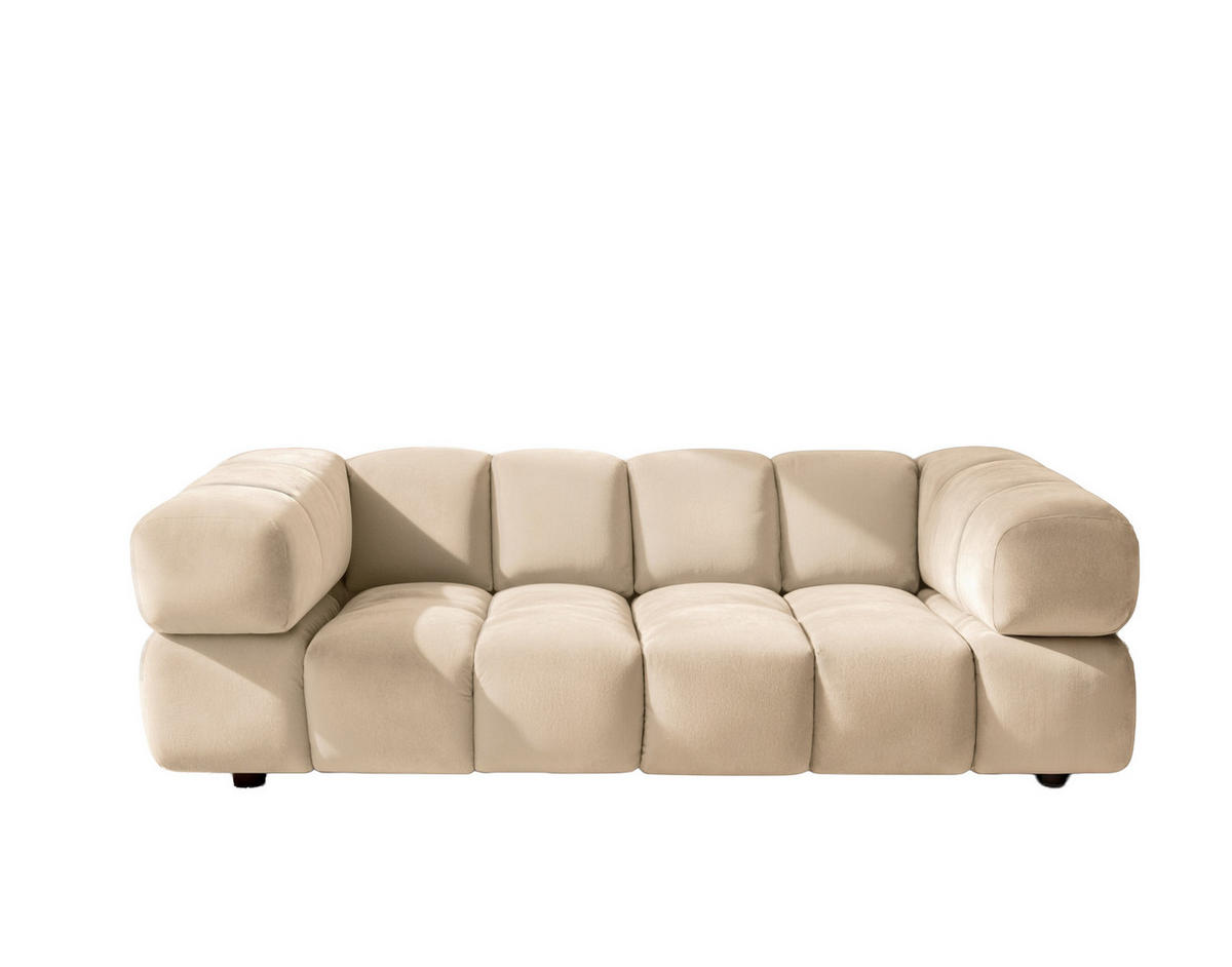 SOFA 3-Sitzer, Couch, Veloursstoff Bluvel, Creme, Averro - Creme, Holz (240/70/96cm) - Kaiser Möbel