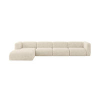 ECKSOFA Ottomane Links MIRA-L3 409x179x70 Creme Velours - Creme/Schwarz, Holzwerkstoff/Kunststoff (409/179cm) - ALTDECOR