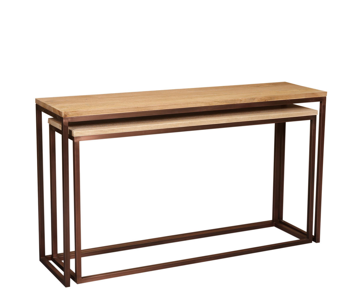 BEISTELLTISCH Zoah Braun 149/41/85cm 2er-Set - Braun, Metall (149/41/85cm) - PTMD Collection