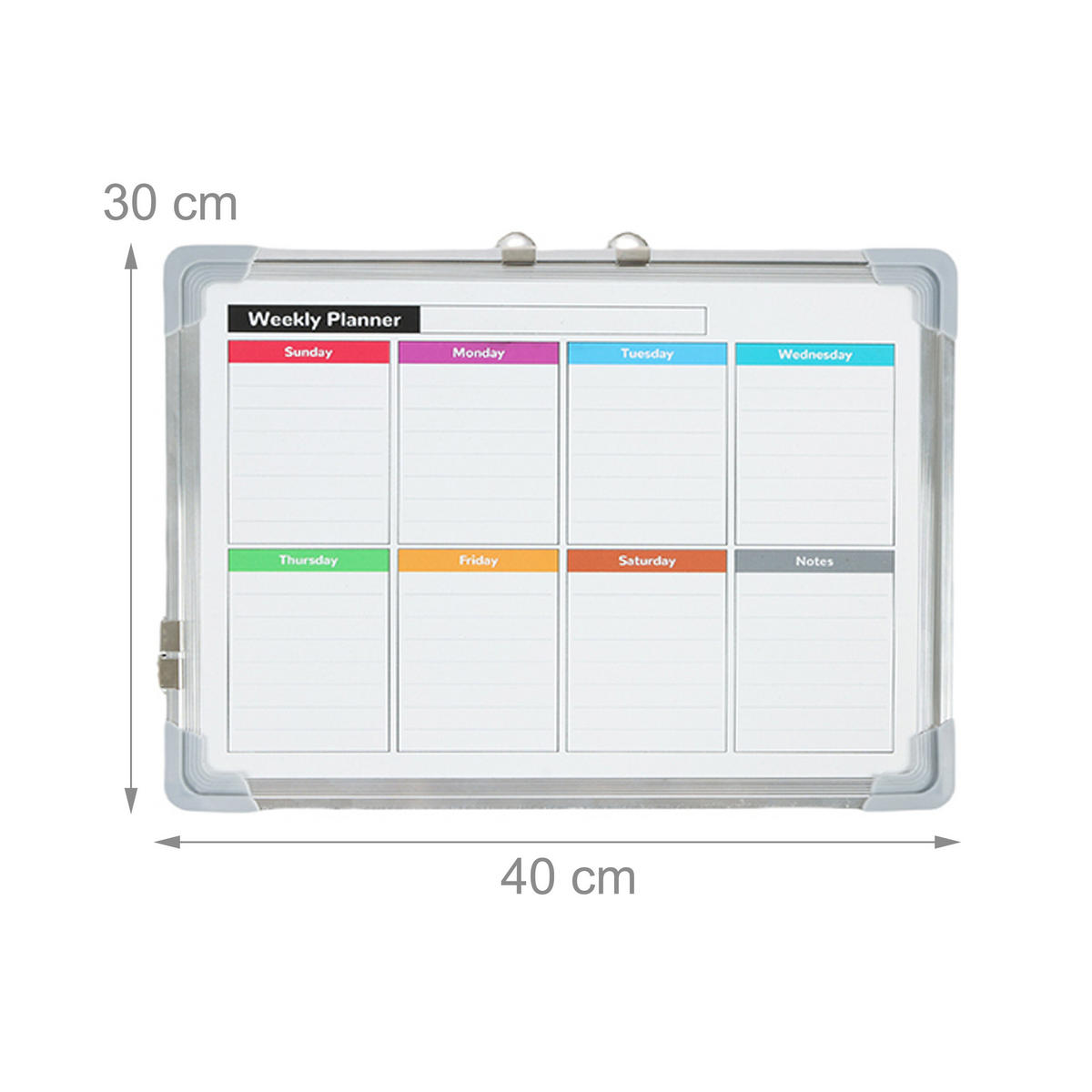 WHITEBOARD Set - Weiß, Kunststoff/Metall (40/30/5cm) - Relaxdays