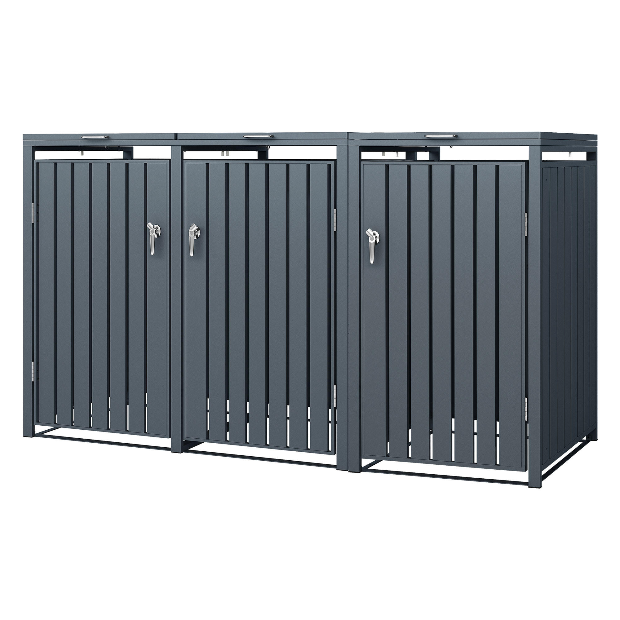 MÜLLTONNENBOX 3er Anthrazit - Anthrazit, Metall (80/116.3/200cm) - ML-DESIGN