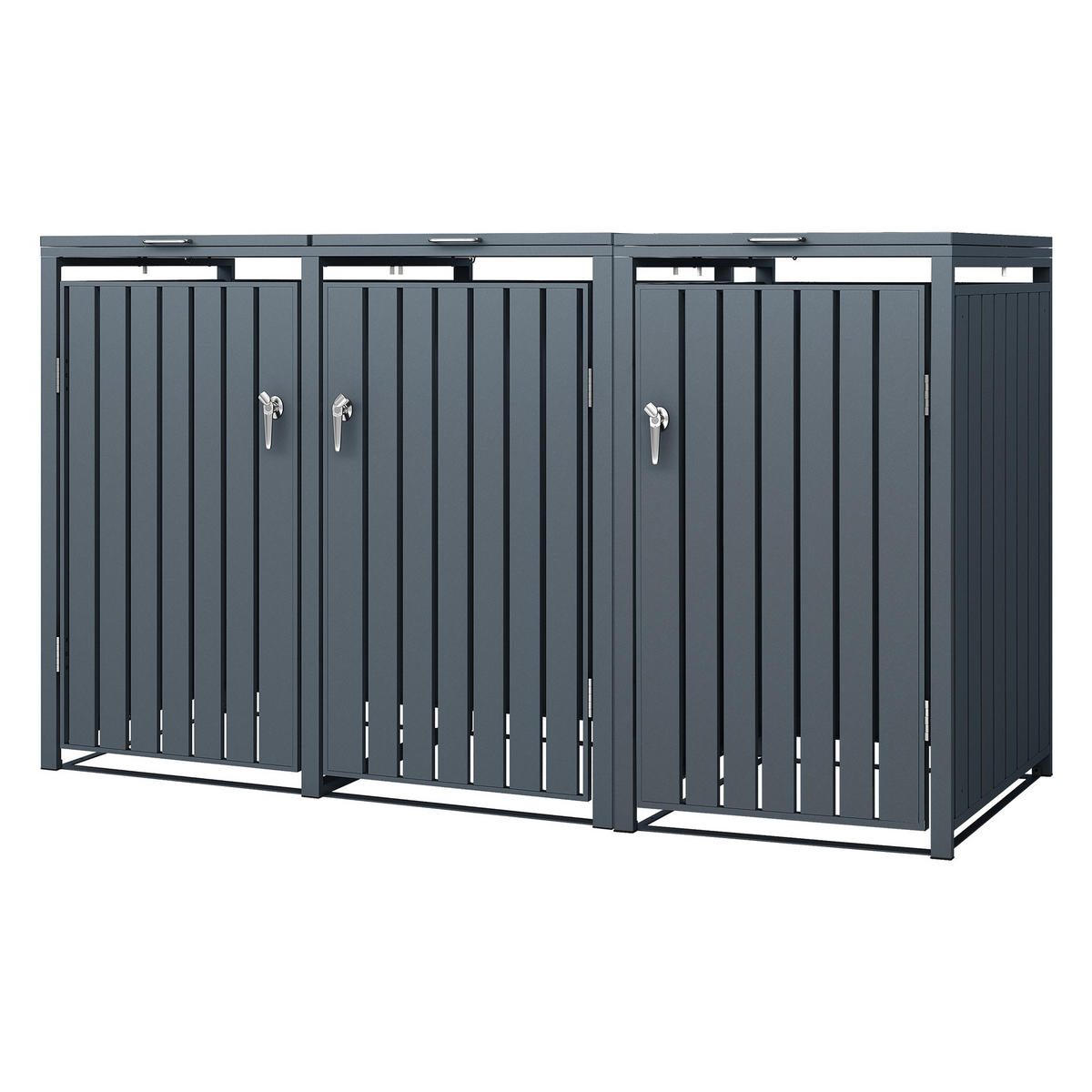 MÜLLTONNENBOX 3er Anthrazit - Anthrazit, Metall (80/116.3/200cm) - ML-DESIGN
