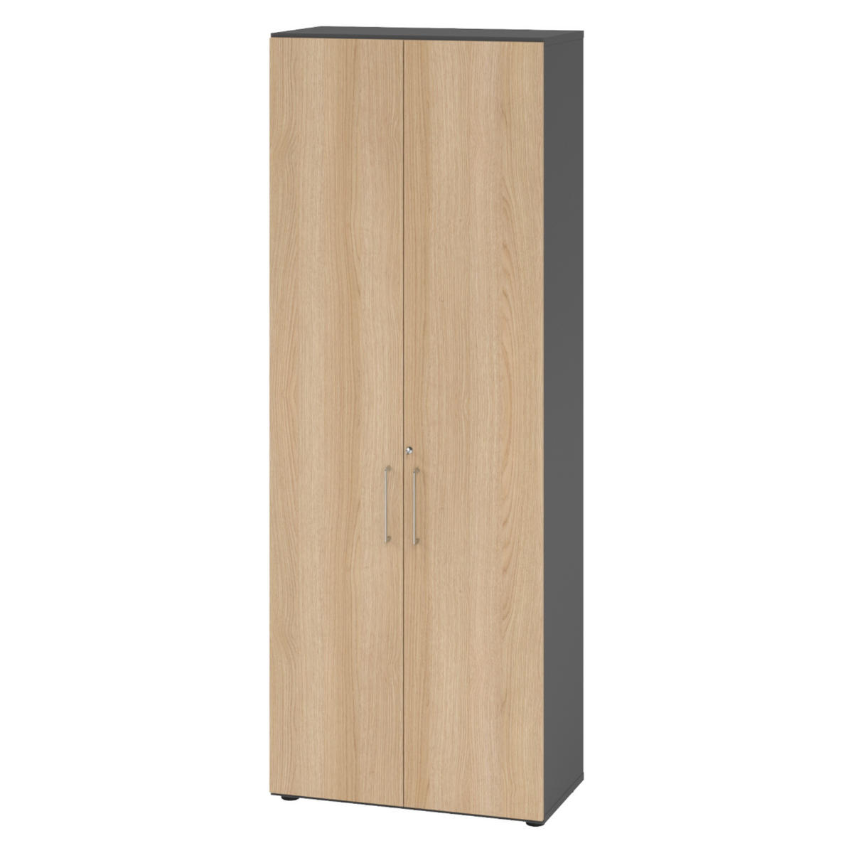 AKTENSCHRANK - 6 Ordnerhöhen 42/80/215,6 cm in Graphitfarben/Eichefarben - Eichefarben/Graphitfarben, Holzwerkstoff (80/215.6/42cm) - bümö