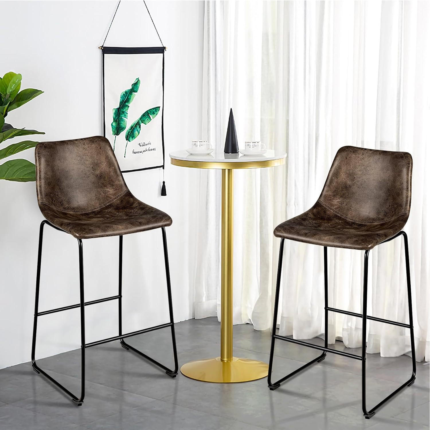 Thumbnail - Costway Esszimmerstuhl, Braun, Metall, 55x102x49 cm, Esszimmer, Barmöbel, Barhocker
