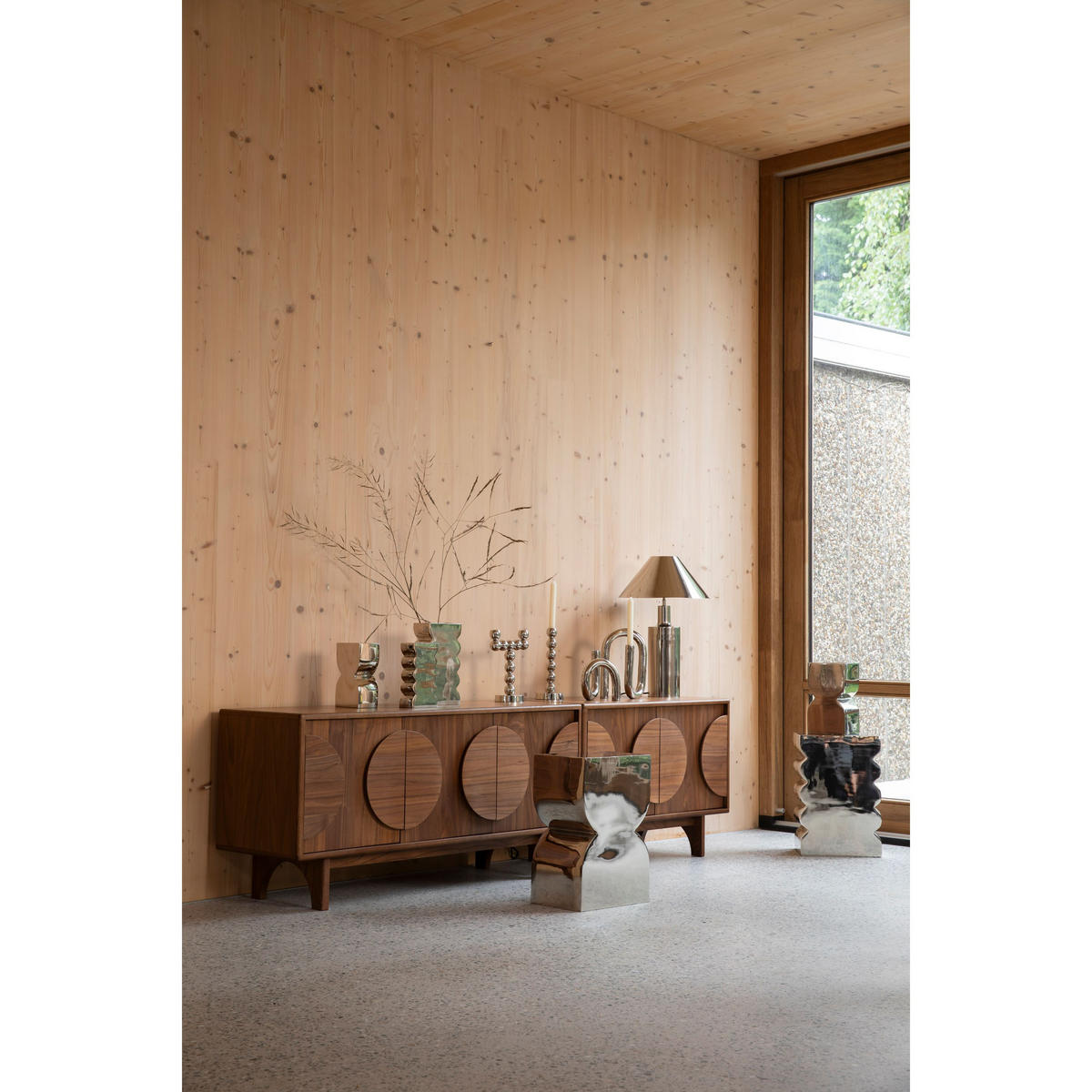 SIDEBOARD Groove mit 3 Türen Walnussholz - Braun, Holzwerkstoff (120/58/40cm) - Zuiver