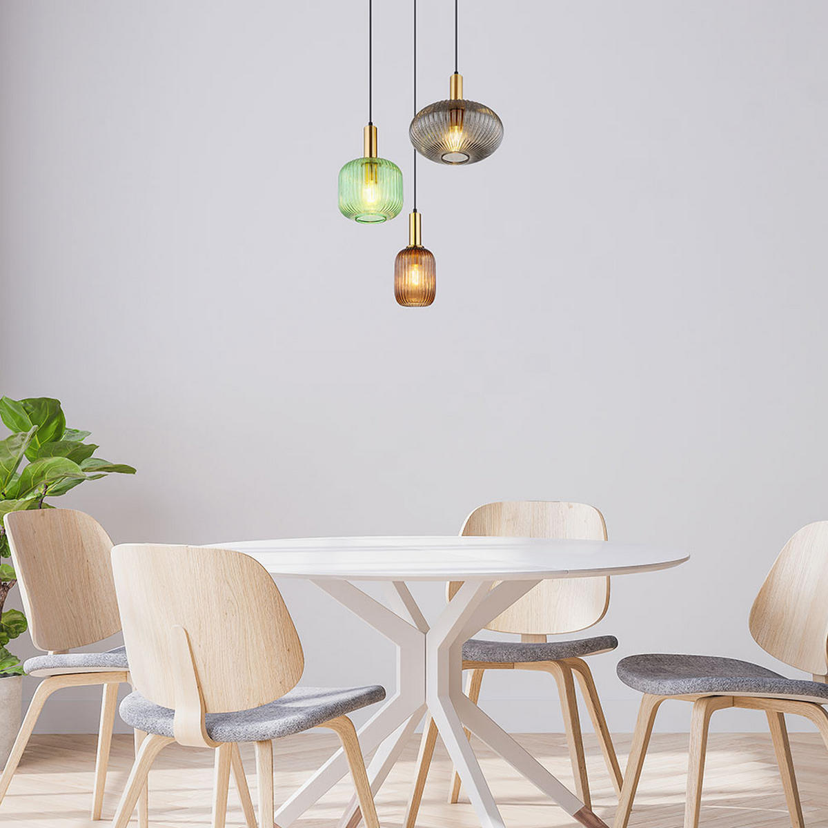 HÄNGELEUCHTE Glas bunt - Multicolor, Glas (55/55/130cm) - Globo Lighting