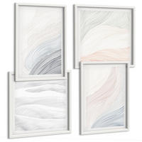 BILDER SET 4er Set - 50x50 cm & 40x60 cm Weißer Rahmen - Abstrakte Pastellwellen - Weiß, Kunststoff (50/50cm) - TULUP