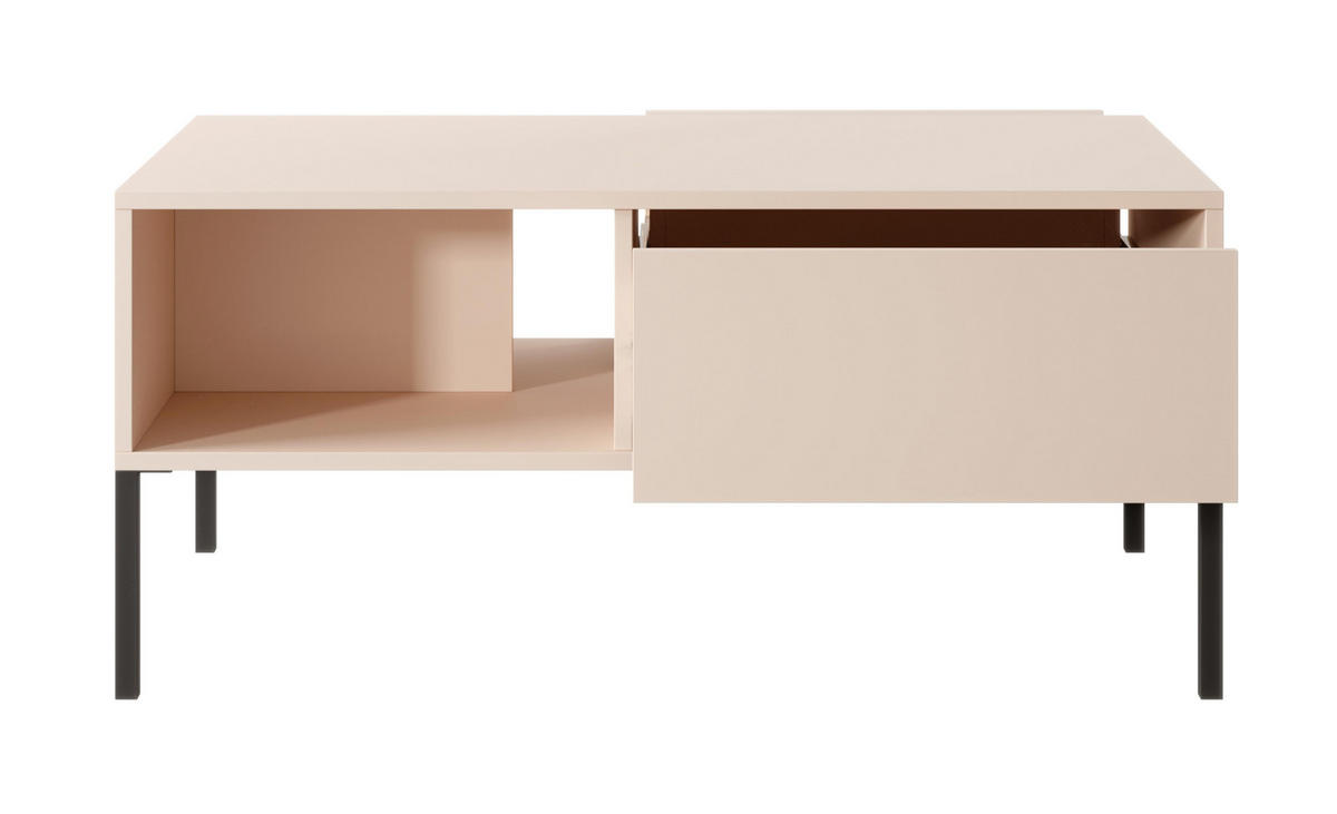 COUCHTISCH Piemontesia 2S Beige 96,9/44,4/60 cm – mit Push-to-Open-Funktion - Beige/Schwarz, Holzwerkstoff/Metall (60/96.9/44.4cm) - AX Living