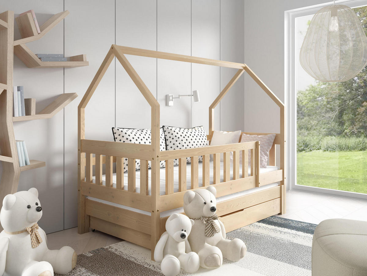 HAUSBETT MAJA Beige 168x86x139 cm - Beige, Holz - FURNLUX