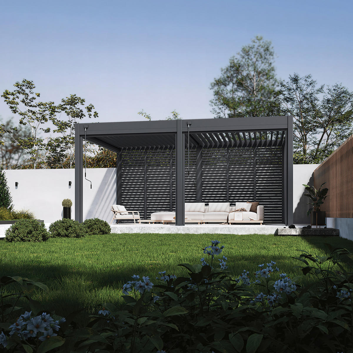 LAMELLENWAND für Pergola Anthrazit Aluminium Drehbare Lamellen - Anthrazit, Metall (123/234/6cm) - WEIDE