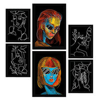 POSTER Set Mit 6 Schönheitstöne 1 In Weibliche Zusammenfassung Ästhetische Dekorative Gemälde Für Ihr Wohnzimmer Zuhause A3 & A4 Schwarzer Rahmen - Schwarz, Papier (29/3cm) - Nacnic