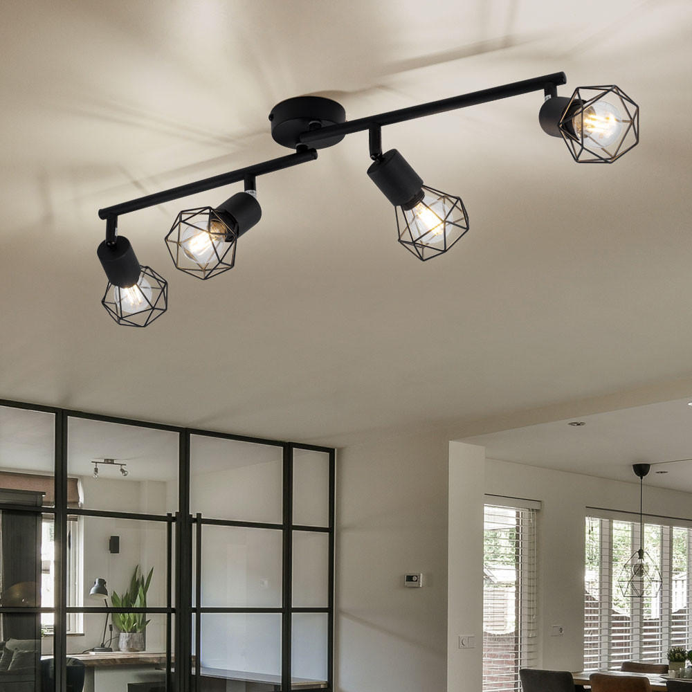 LED DECKENLEUCHTE Käfigstrahler Schwarz - Schwarz, Metall (60/8/19.5cm) - Globo Lighting