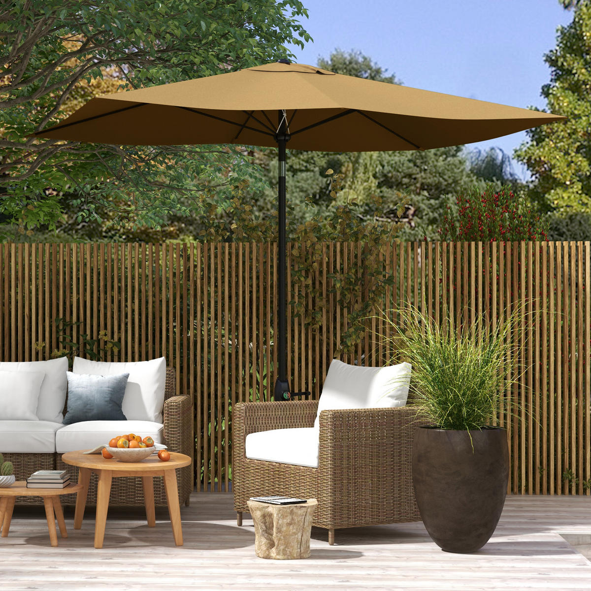 SONNENSCHIRM DE-11462 rechteckig, neigbar, mit Kurbel Braun - Braun, Metall (200/290cm) - ComfortXL