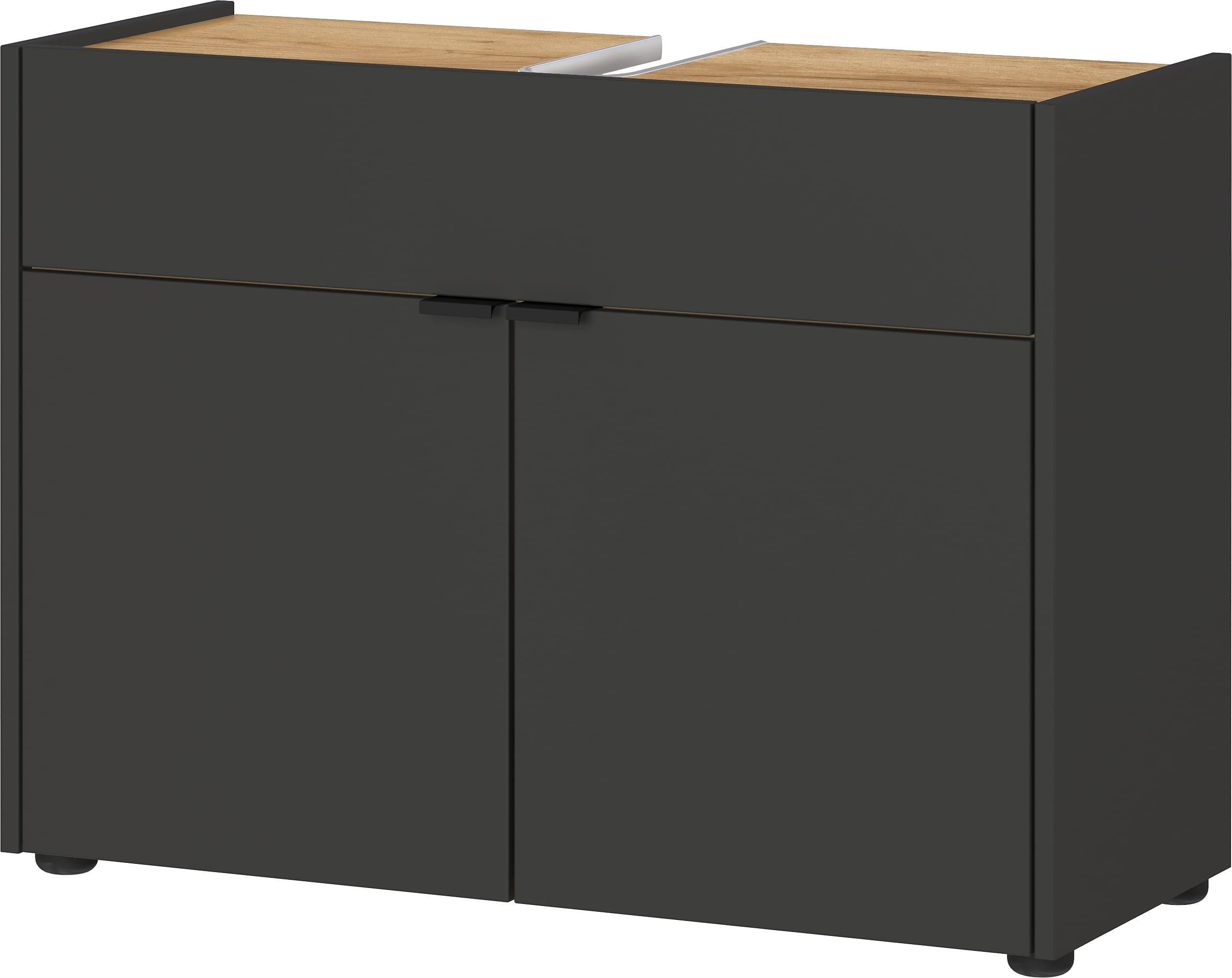 UNTERSCHRANK 80x34x60 cm stoßfest mit Siphonaussparung und Easy-Clean-Oberfläche, Grau-Beige 80x34x60 cm - Grau, Holz/Metall (80/60/34cm) - KADIMA DESIGN