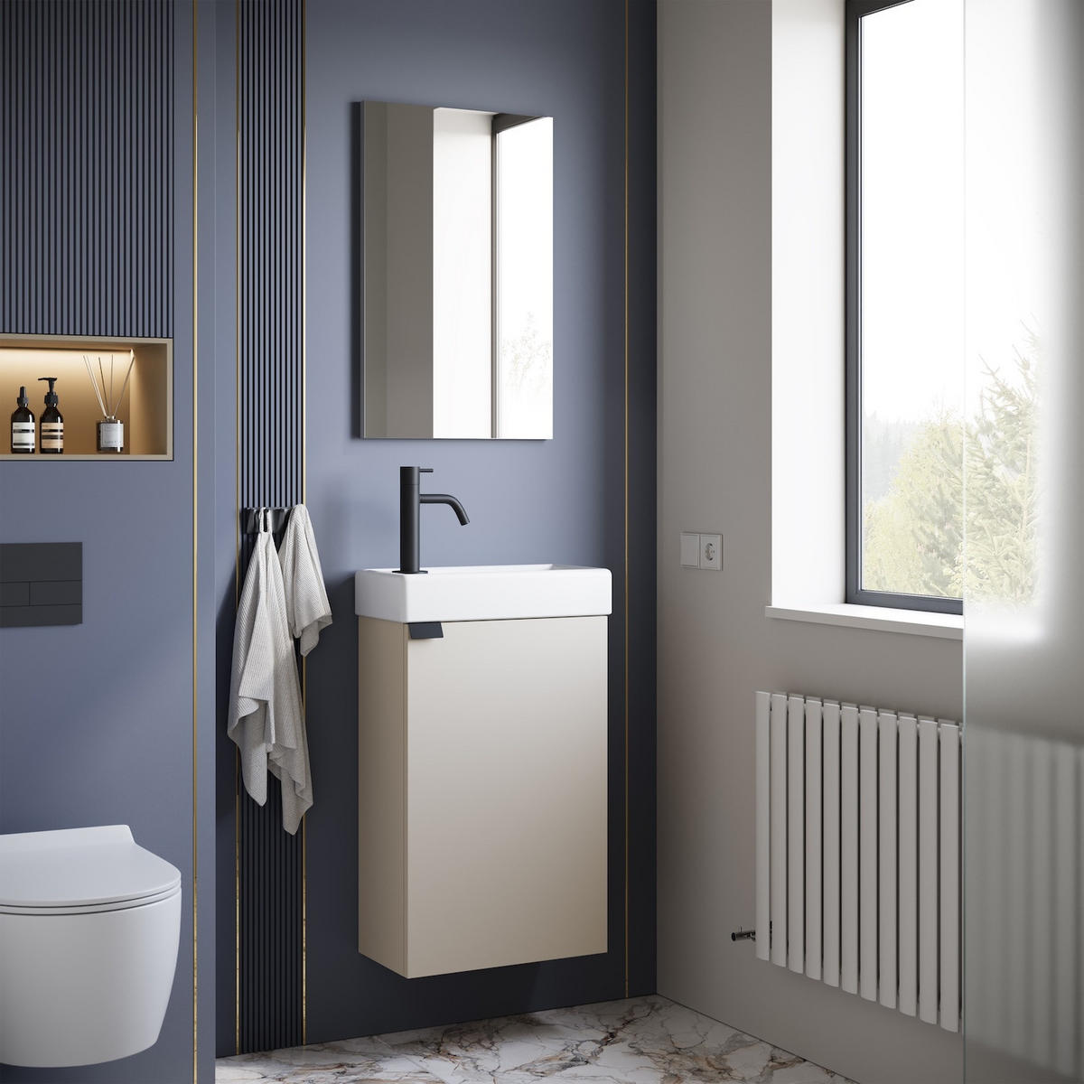 GÄSTE-WC-MÖBELSET Apollo 2 Teile Cashmere - 40 x 22 x 68 cm - Kaschmir, Holz (40/68/22cm) - Badplaats