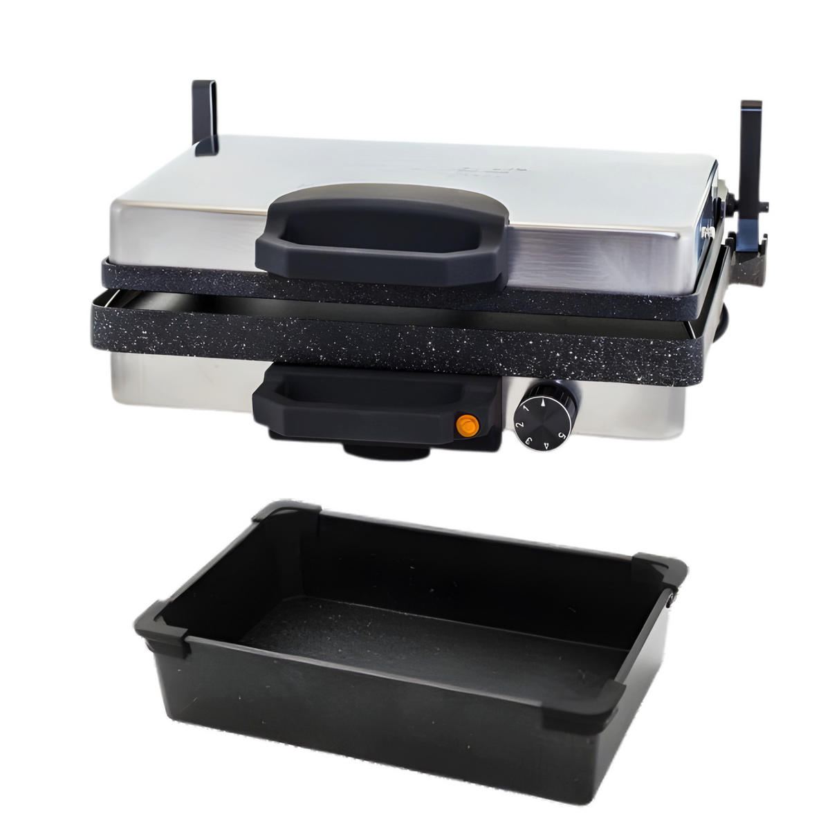 KONTAKTGRILL 3 in 1 Multigrill Granit mit Kasserolle - Grau, Metall (22.8/9/34.8cm)