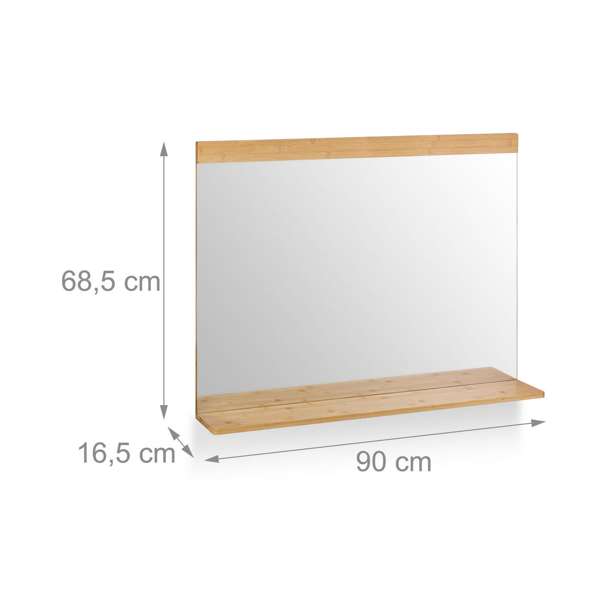 WANDSPIEGEL - Hellbraun, Glas/Holz (90/68.5/16.5cm) - Relaxdays