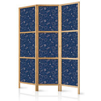 PARAVENT Japanischer 3-tlg 135x172 cm Kosmische Inspiration - Blau, Holz/Textil (135/172/3cm) - Muralo
