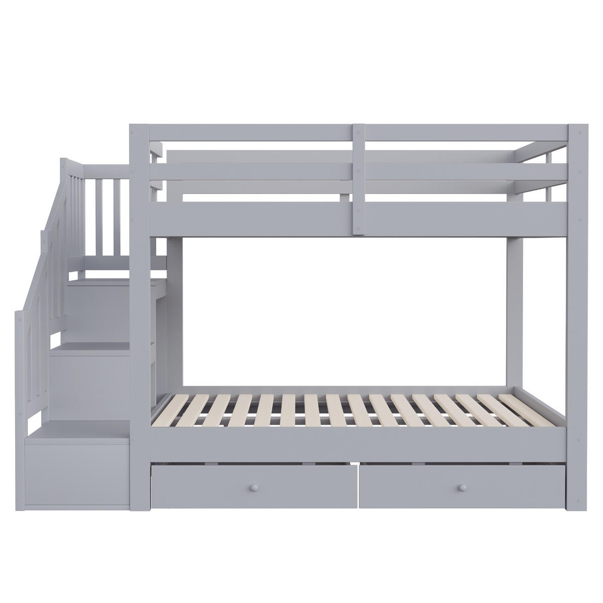 HOLZ-ETAGENBETT 140 x 200 cm mit Stauraumleiter, Grau - Grau, Holz (140/200cm) - FLIEKS