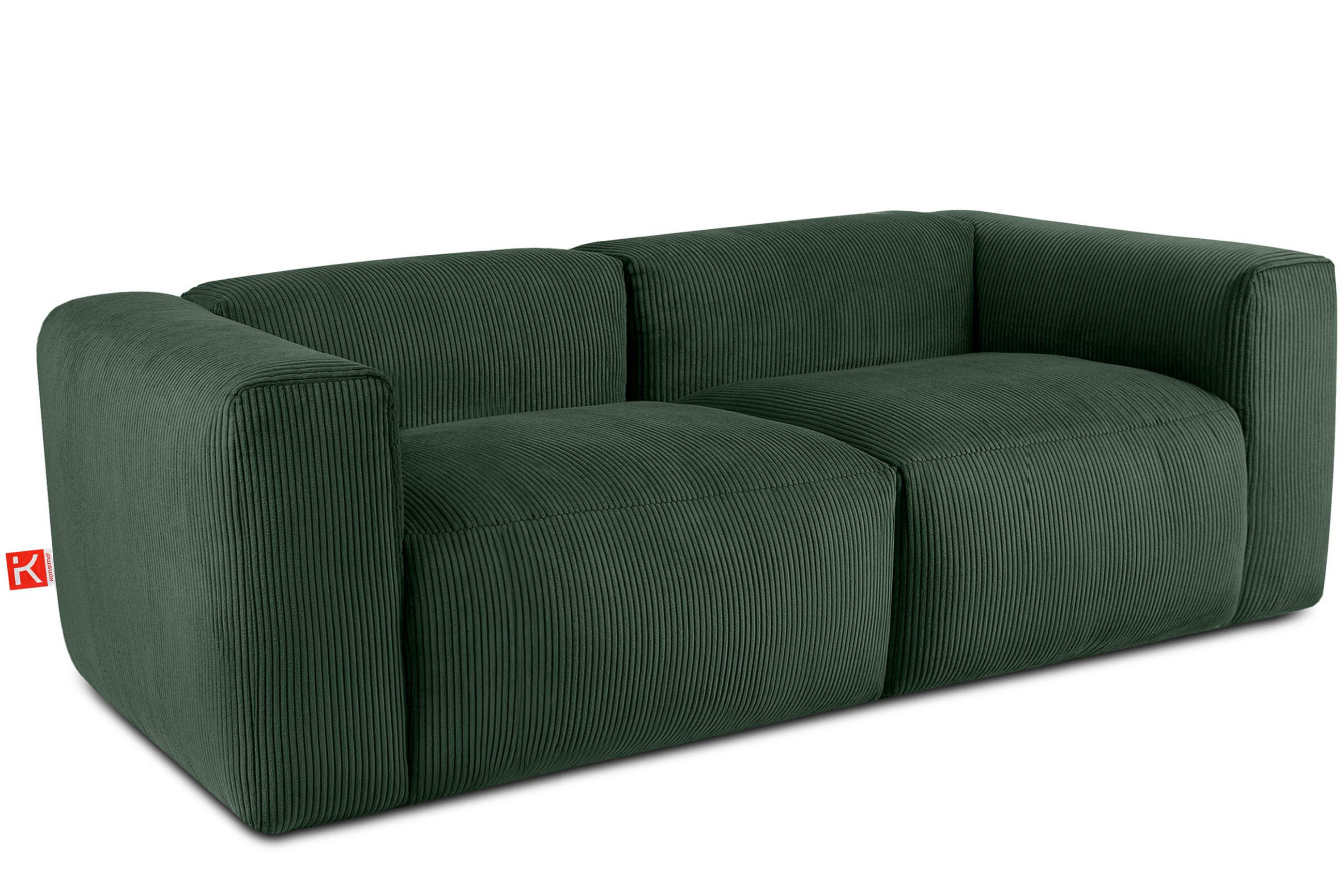 2,5-SITZER-MODULSOFA BUFFO mit extrem weicher und bequemer Sitzfläche, Kordstoff, dunkelgrün - Dunkelgrün, Textil (250/73/96cm) - KONSIMO®