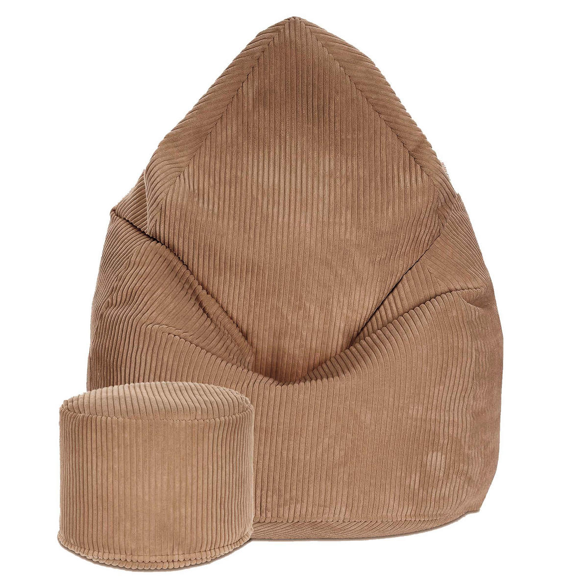 SITZSACK MIT FUßSTÜTZE Kordsamt 2-tlg Brown Bear M - Hellbraun, Textil (80/120/80cm) - Dreamroots