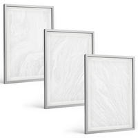 BILDER SET 3er Set - 40x60 cm Silberner Rahmen - Elegante Marmorstruktur - Silberfarben, Kunststoff (40/60cm) - TULUP