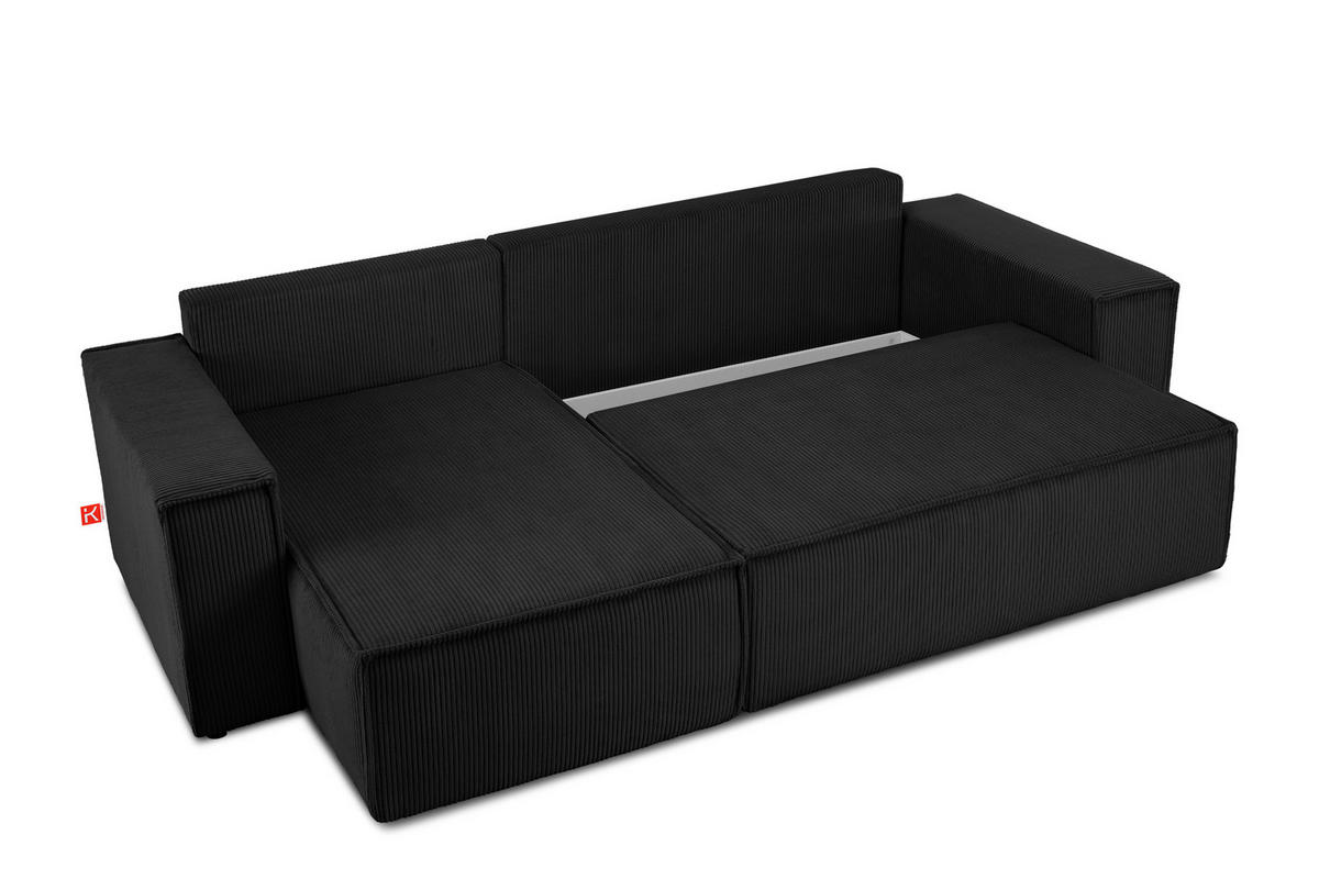 ECKSOFA-LINKS/RECHTS NAPI Schlaffunktion mit Cordbezug, Schwarz - Schwarz, Textil (262/148cm) - KONSIMO®