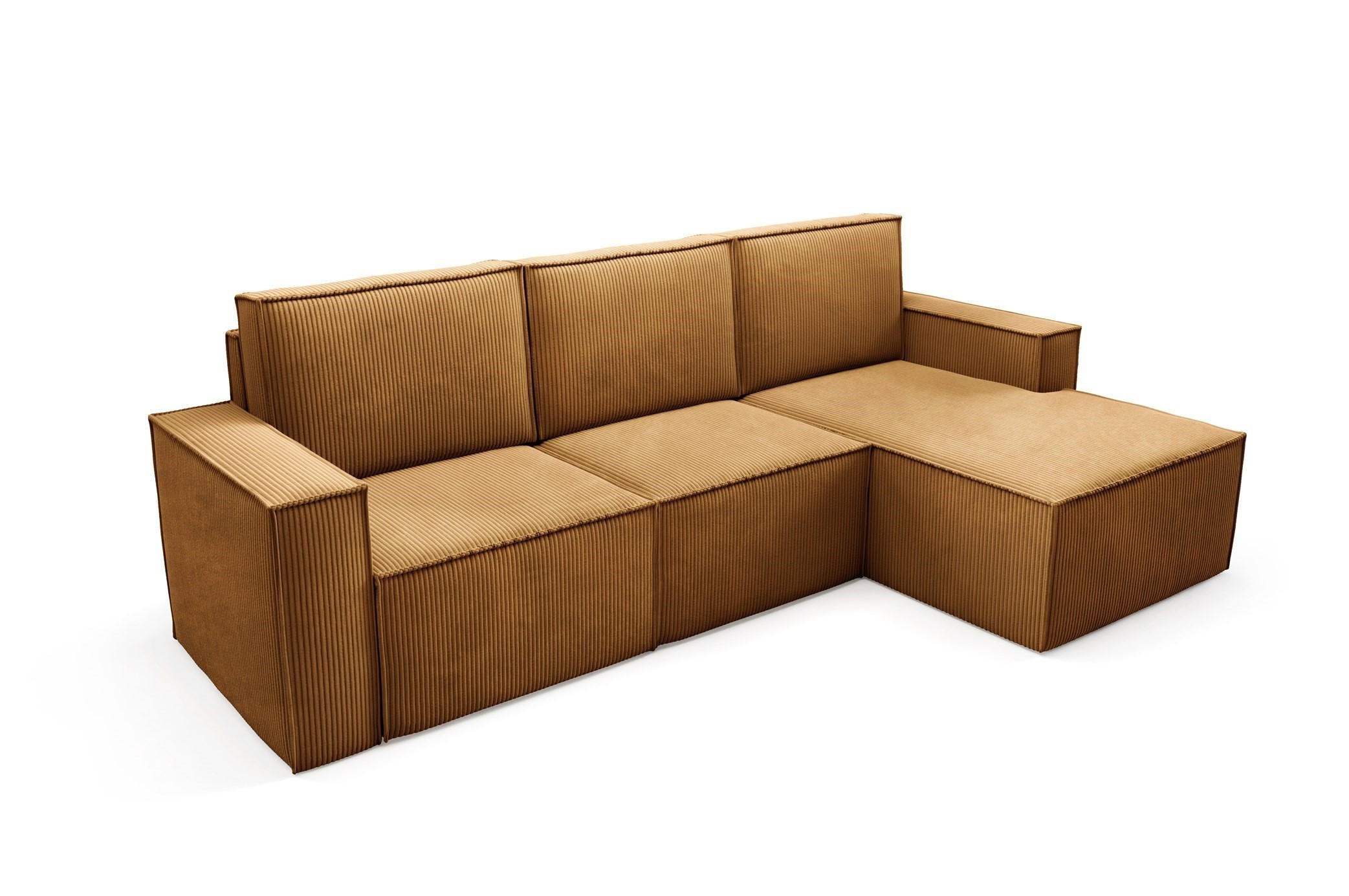 ECKSOFA Orto Gelb, Dreisitzer Kordecksofa linke seite - Gelb, Holzwerkstoff/Textil (180/142cm) - Bettso