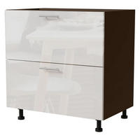 SCHUBALADENUNTERSCHRANK Essen D2A/90/1A Weiß Hochglanz / Lava Matt 90 / 50 / 82cm - Dunkelgrau/Weiß Hochglanz, Holz/Holzwerkstoff (90/82/50cm) - Feldmann-Wohnen