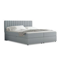 BOXBETT Everest grau 180 x 200 cm Doppelbett mit hochwertiger Bonell-Matratze und Topper - Hellgrau, Holz (180/200cm) - Panda Möbel