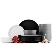 TAFELSERVICE VICTO Schüssel 6 Personen 18-tlg - Schwarz/Grau, Keramik (27/2/27cm) - KONSIMO®