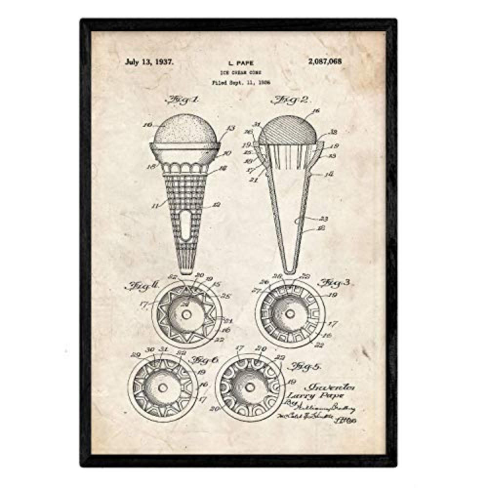 POSTER Eistüte Patent A3 Rahmenlos - Klar, Papier (29.7/5/42cm) - Nacnic