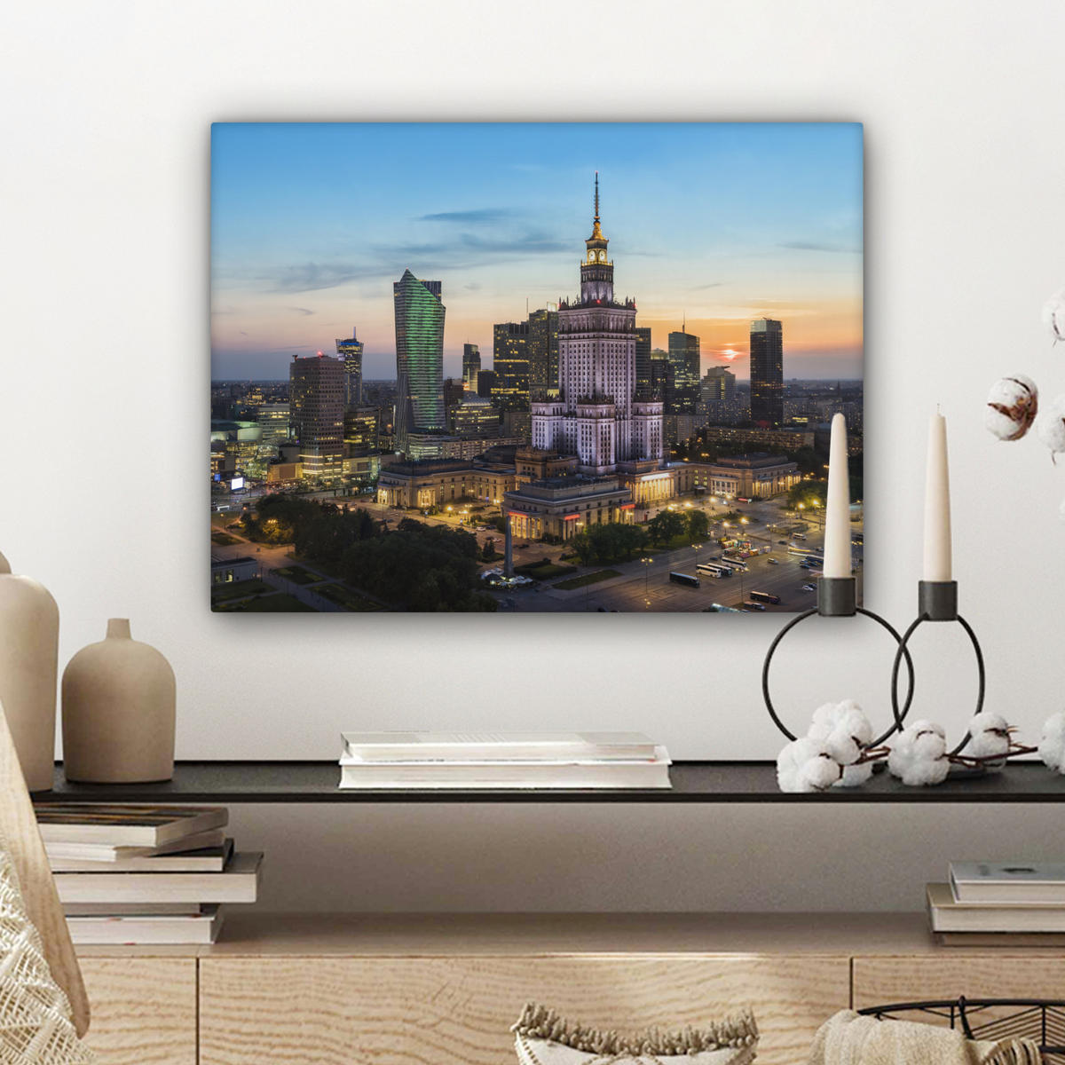 LEINWANDBILD Polen - Sonne - Warschau 40x30 cm - Blau, Textil (40/30cm) - MuchoWow