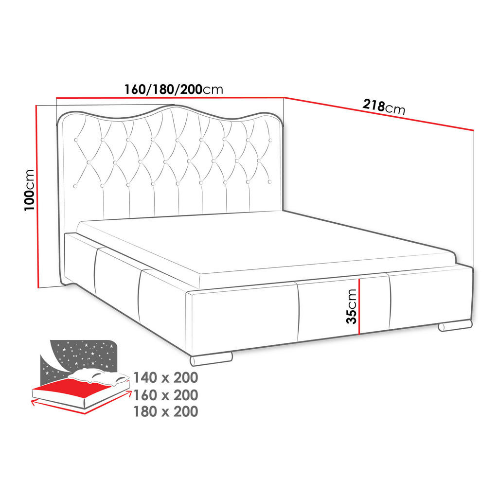 Thumbnail - Mirjan24 Polsterbett, Schwarz Hochglanz, Holz, 160x200 cm, Schlafzimmer, Betten, Polsterbetten