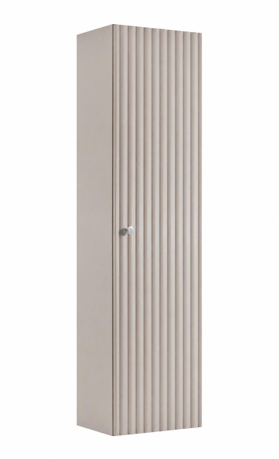 BADEZIMMER-HOCHSCHRANK: Kaschmir / Griffe Silber, 35 x 27 x 136 cm - Kaschmir/Silberfarben, Holzwerkstoff (35/136/27cm) - 3XE LIVING
