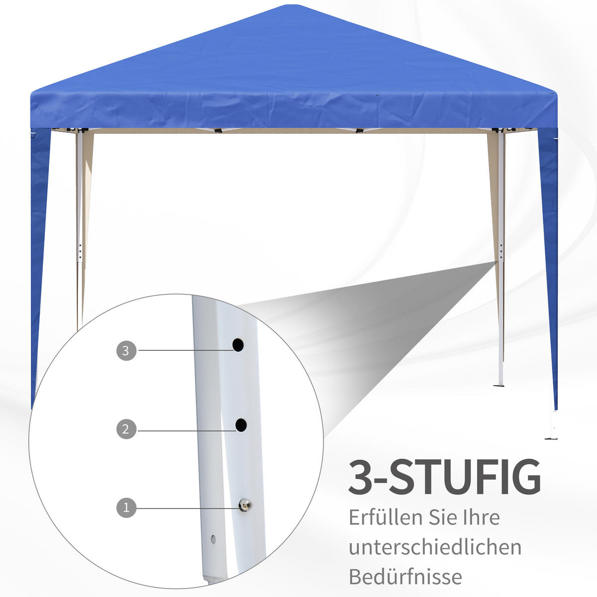 PAVILLON ca.3x3m - Blau, Kunststoff (295/255/295cm) - Outsunny