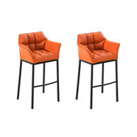 BARHOCKER 2er Set Lederlook orange - Schwarz/Orange, Textil/Metall (64/110/48cm) - CLP