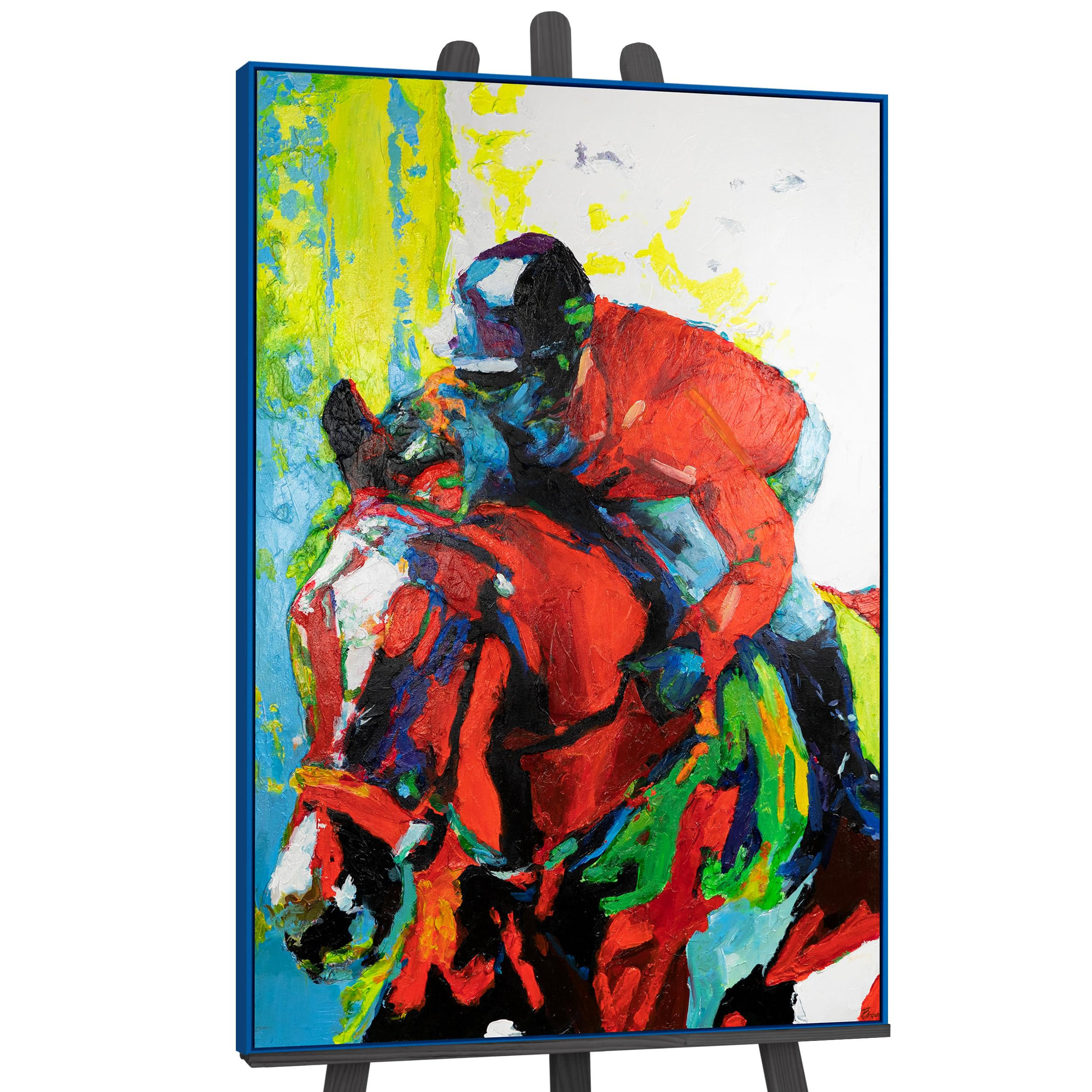 GEMÄLDE Flug der Reitkunst Schattenfugenrahmen Blau 140x100 cm - Blau, Holz (140/100cm) - YS-art gallery