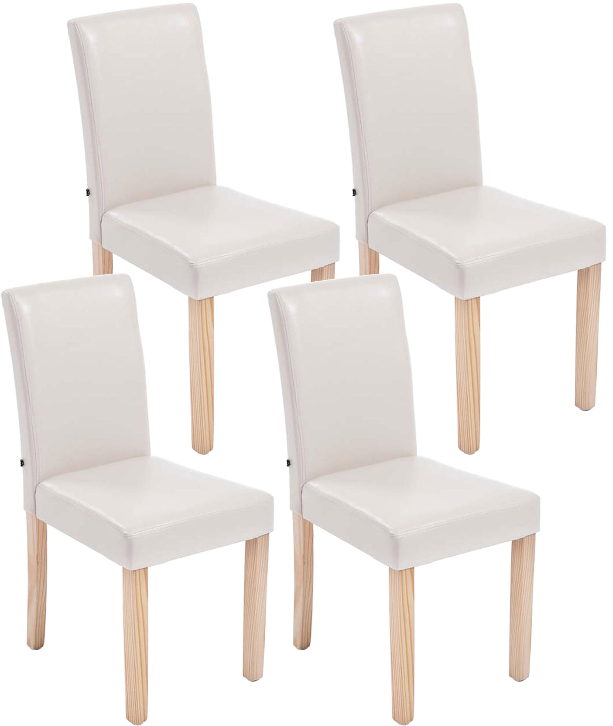 ESSZIMMERSTUHL Ines, 4er Set Kunstleder, Gestell Holz Natura Creme - Naturfarben, Holz/Textil (41/91/47cm) - TPFLiving