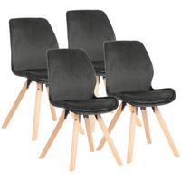 STUHL 4 Samt Dunkelgrau - Eukalyptusholzfarben/Dunkelgrau, Holz/Textil (49/87/58cm) - CLP