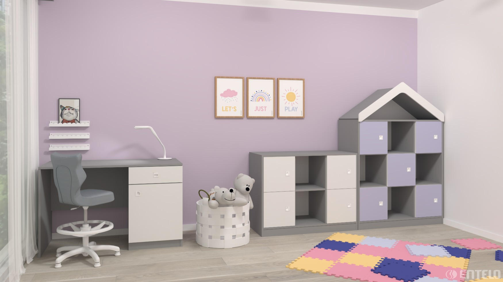 KINDERSTUHL Petit mit Fußstütze - Hellgrau/Weiß, Textil (66/90/66cm) - RAUMHIRSCH FURNITURE