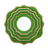 TELLERSET Grün Gold Bone China 4tlg 13" 10,5" 8,5" 6,5" - Grün, Keramik (33/33/3cm) - Quality Elegance