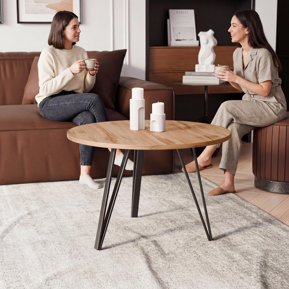 COUCHTISCH RIO mit Tischplatte in Eichenfarbe - Naturfarben, Holzwerkstoff (67/67/45cm) - Idohome