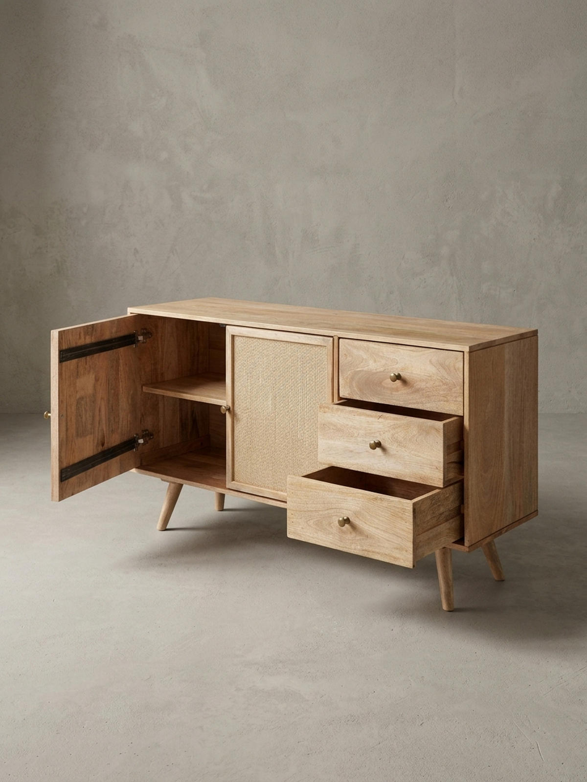 SIDEBOARD – Mangoholz, robust, viel Stauraum - Braun, Holz/Metall (140/75/40cm) - KADIMA DESIGN