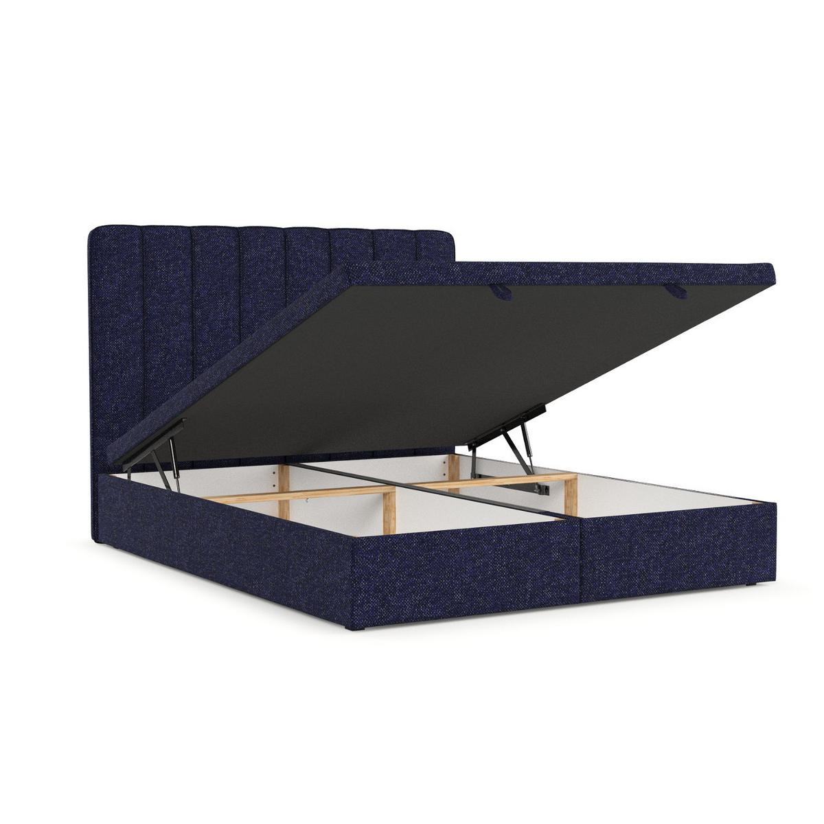 POLSTERBETT Vienna mit Stauraum 200/200 cm Marineblau im Alta Stoff - Schwarz/Dunkelblau, Holz/Holzwerkstoff (200/200cm) - AltaBeds