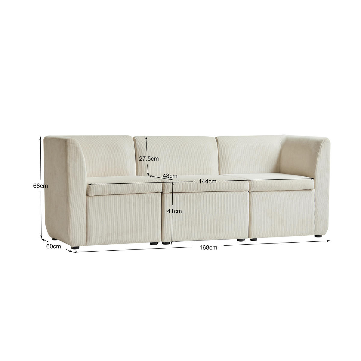 SOFA Samt Beige - Beige, Textil (180/68/60cm) - Nordlys