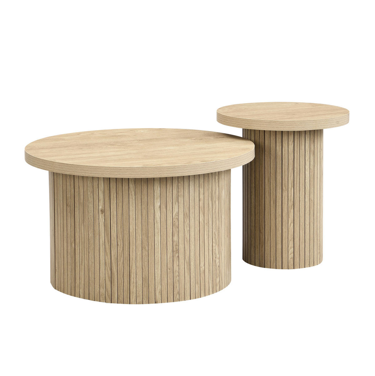 KLUBSKA miza iz MDF, komplet 66/40 in 40/46 cm, naravna - naravne barve, leseni material (66/66/40cm) - BEAOK